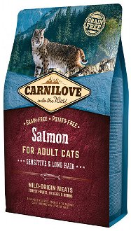 Carnilove Salmon Adult Cats granuly Sensitive and Long Hair losos 2 kg