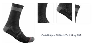 Castelli Alpha 18 Black/Dark Gray S/M Cyklo ponožky 1