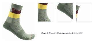 Castelli Blocco 15 Sock Avocado Green S/M Cyklo ponožky 1