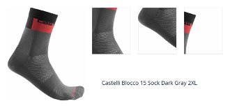 Castelli Blocco 15 Sock Dark Gray 2XL Cyklo ponožky 1
