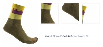 Castelli Blocco 15 Sock Defender Green L/XL Cyklo ponožky 1