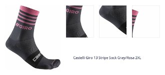 Castelli Giro 13 Stripe Sock Gray/Rosa 2XL Cyklo ponožky 1