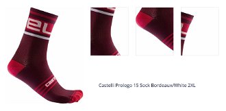 Castelli Prologo 15 Sock Bordeaux/White 2XL Cyklo ponožky 1