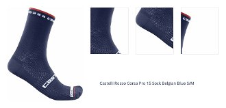 Castelli Rosso Corsa Pro 15 Sock Belgian Blue S/M Cyklo ponožky 1