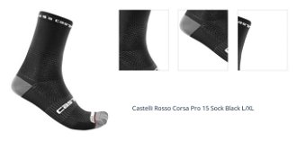 Castelli Rosso Corsa Pro 15 Sock Black L/XL Cyklo ponožky 1