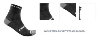 Castelli Rosso Corsa Pro 9 Sock Black 2XL Cyklo ponožky 1