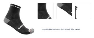 Castelli Rosso Corsa Pro 9 Sock Black L/XL Cyklo ponožky 1