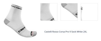 Castelli Rosso Corsa Pro 9 Sock White 2XL Cyklo ponožky 1
