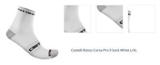 Castelli Rosso Corsa Pro 9 Sock White L/XL Cyklo ponožky 1