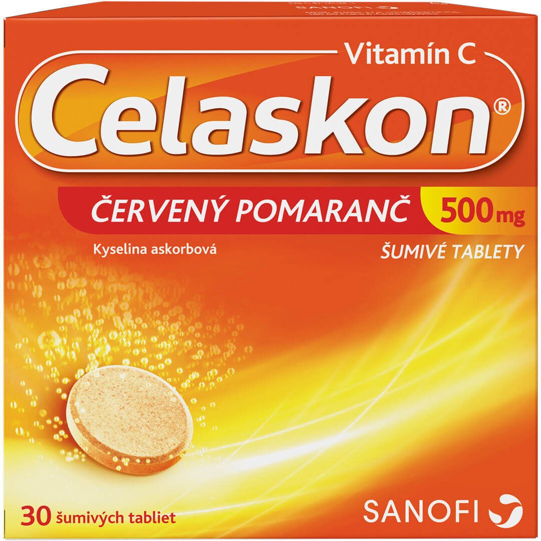 Celaskon Vitamín C 500 mg Červený pomaranč 30 šumivých tabliet