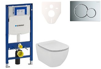 Cenovo zvýhodnený závesný WC set Geberit do ľahkých stien / predstenová montáž + WC Ideal Standard Tesi 111.300.00.5NF2