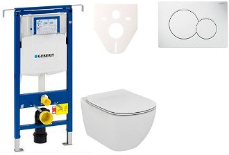 Cenovo zvýhodnený závesný WC set Geberit do ľahkých stien / predstenová montáž + WC Ideal Standard Tesi 111.355.00.5NE1