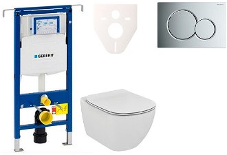 Cenovo zvýhodnený závesný WC set Geberit do ľahkých stien / predstenová montáž + WC Ideal Standard Tesi 111.355.00.5NE2