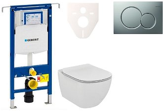 Cenovo zvýhodnený závesný WC set Geberit do ľahkých stien / predstenová montáž + WC Ideal Standard Tesi 111.355.00.5NE3
