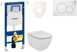 Cenovo zvýhodnený závesný WC set Geberit do ľahkých stien / predstenová montáž + WC Ideal Standard Tesi 111.355.00.5NF1