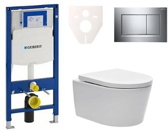 Cenovo zvýhodnený závesný WC set Geberit do ľahkých stien / predstenová montáž + WC SAT Brevis SIKOGES3W6