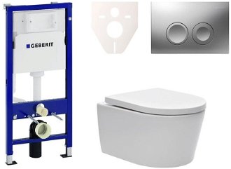 Cenovo zvýhodnený závesný WC set Geberit do ľahkých stien / predstenová montáž + WC SAT Brevis SIKOGES6W3