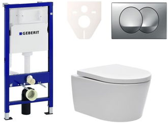 Cenovo zvýhodnený závesný WC set Geberit do ľahkých stien / predstenová montáž + WC SAT Brevis SIKOGES6W72