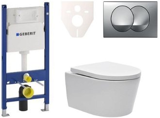 Cenovo zvýhodnený závesný WC set Geberit do ľahkých stien / predstenová montáž + WC SAT Brevis SIKOGES7W72