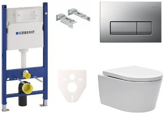 Cenovo zvýhodnený závesný WC set Geberit do ľahkých stien / predstenová montáž + WC SAT Brevis SIKOGES7W8S