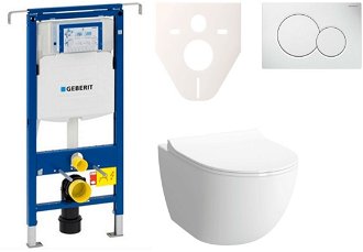Cenovo zvýhodnený závesný WC set Geberit do ľahkých stien / predstenová montáž + WC Vitra Vitra Shift SIKOGES4N1