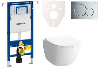 Cenovo zvýhodnený závesný WC set Geberit do ľahkých stien / predstenová montáž + WC Vitra Vitra Shift SIKOGES4N2