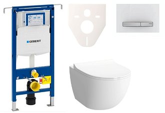 Cenovo zvýhodnený závesný WC set Geberit do ľahkých stien / predstenová montáž + WC Vitra Vitra Shift SIKOGES4N8