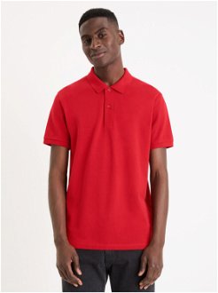 Červené pánske basic polo tričko Celio Teone