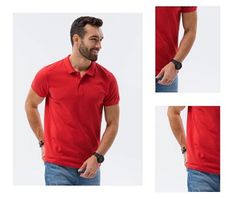 Červené pánske basic polo tričko Ombre Clothing 3