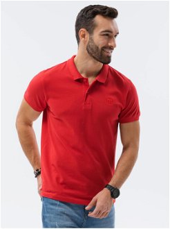 Červené pánske basic polo tričko Ombre Clothing