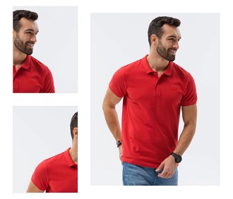 Červené pánske basic polo tričko Ombre Clothing 4