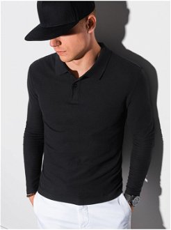 Čierna pánska polokošeľa s dlhým rukávom Ombre Clothing L132