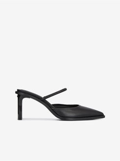 Čierne dámske kožené lodičky Calvin Klein Padded Curved Stil Mule Pump