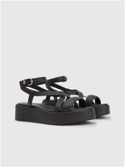 Čierne dámske kožené sandále na platforme Tommy Hilfiger
