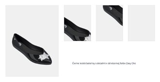 Čierne lesklé baleríny s detailmi v striebornej farbe Zaxy Chic 1