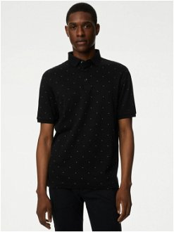 Čierne pánske vzorované polo tričko Marks & Spencer