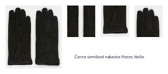 Čierne semišové rukavice Pieces Nellie 1