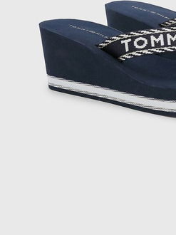 Čierno-modré dámske žabky na kline Tommy Hilfiger 8