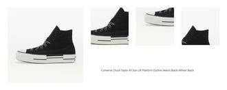 Converse Chuck Taylor All Star Lift Platform Outline Sketch Black/ White/ Black 1