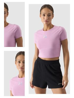 Dámske crop-top tričko s potlačou - púdrovo ružové 4