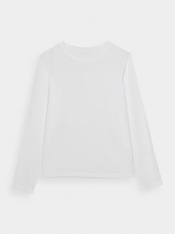 Dámske oversize tričko s dlhým rukávom bez potlače - biele