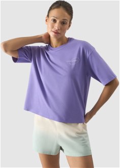 Dámske oversize tričko s potlačou - fialové