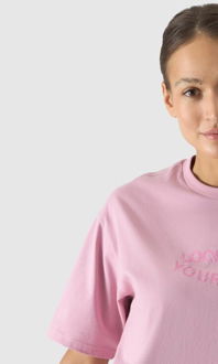 Dámske oversize tričko s potlačou - púdrovo ružové 6