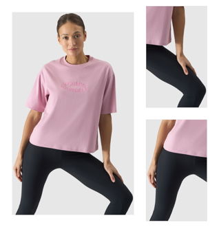 Dámske oversize tričko s potlačou - púdrovo ružové 3