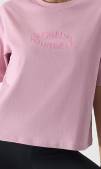 Dámske oversize tričko s potlačou - púdrovo ružové 5