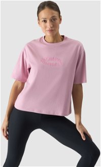 Dámske oversize tričko s potlačou - púdrovo ružové