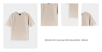 Dámske slim crop-top tričko bez potlače - béžové 1