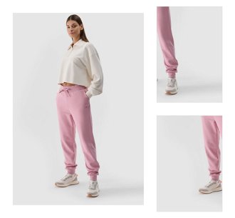 Dámske teplákové nohavice typu jogger - púdrovo ružové 3
