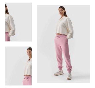 Dámske teplákové nohavice typu jogger - púdrovo ružové 4