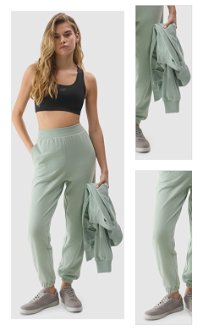 Dámske teplákové nohavice typu jogger z organickej bavlny - zelené 3
